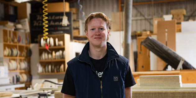 James Williams doing an apprenticeship in cabinet making