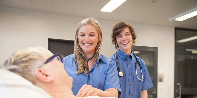 Nursing students in lab