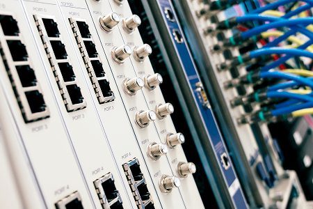 Server box with a variety of plugs and outlets