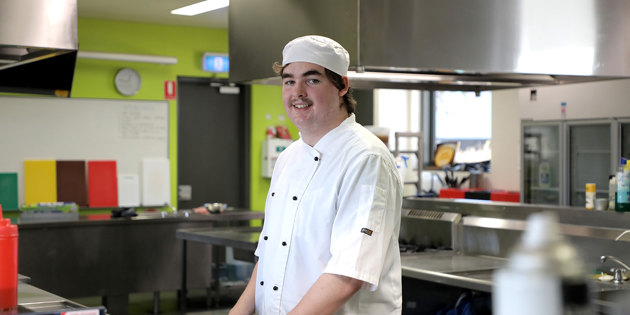 Ethan Schache is using a VET DSS course in cookery to develop his skills ready for a career in the food industry.
