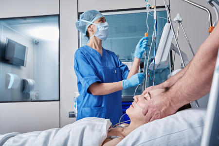 Doctors preparing patient for surgery